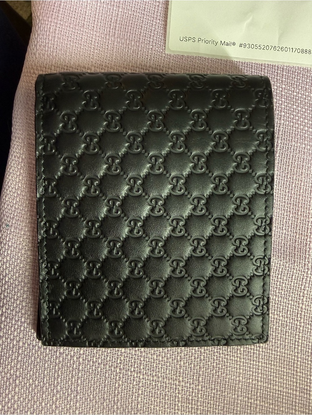 Gucci Black Embossed GG Leather Card Holder